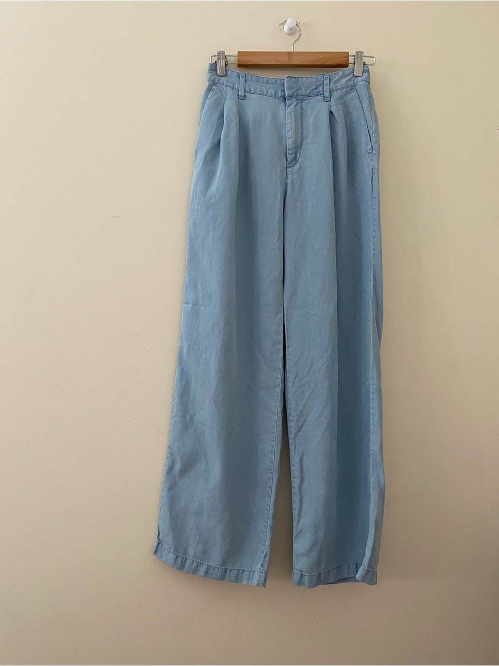GAP Easy Trouser Chambray Light Blue Wide-Leg High Waist Pants